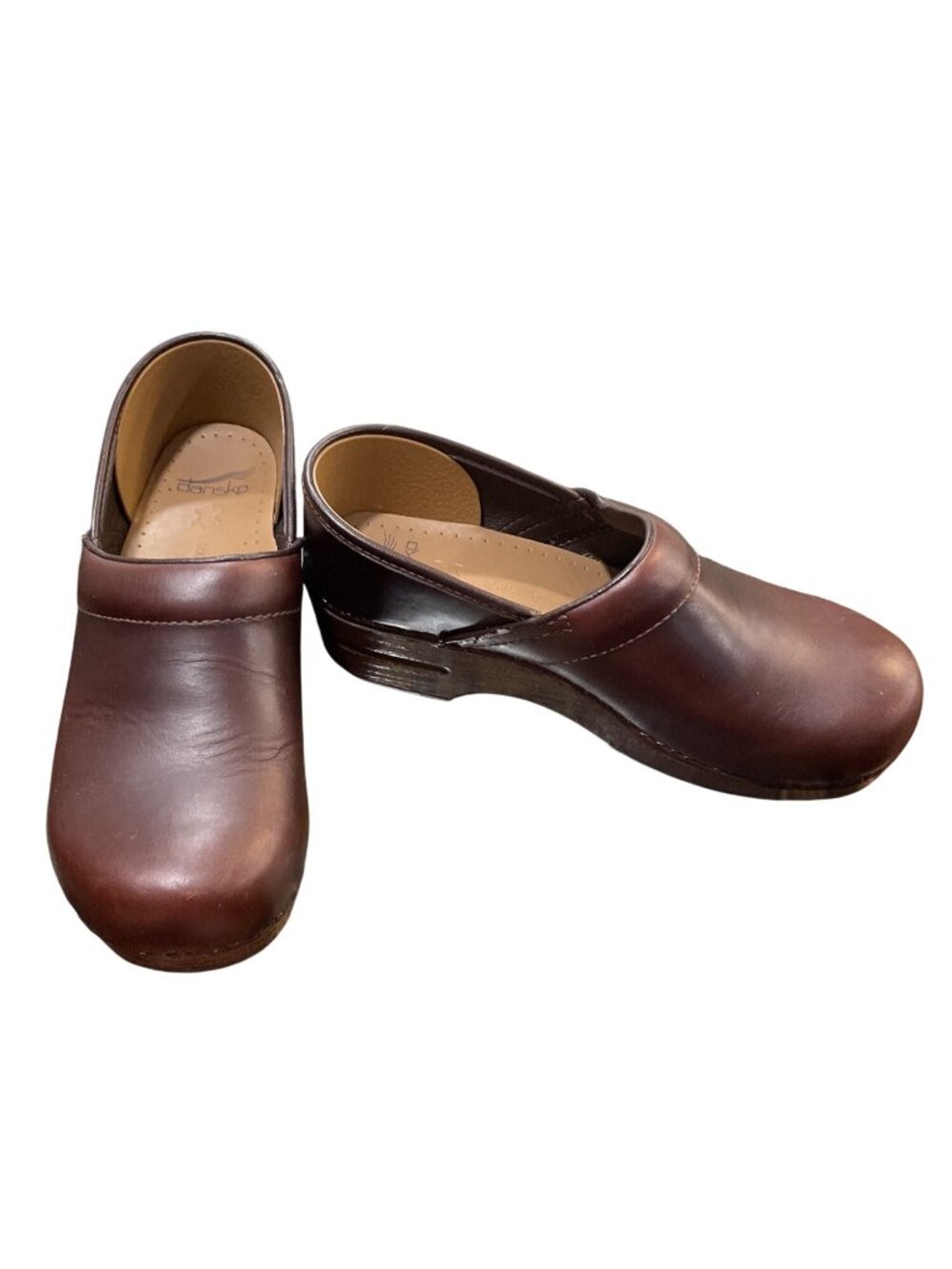 Dansko wms brown leather nursing day wear mules clogs sz 10-10.5Us/41 SKU 10214